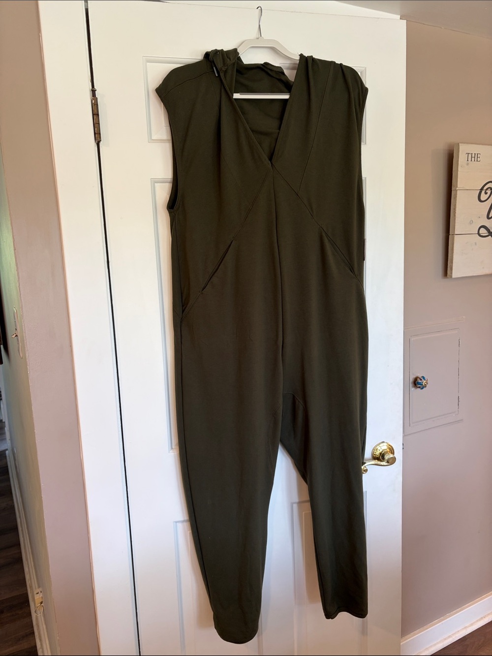 FP Movement by Free People Olive Hooded Sleeveless Jumpsuit -NWT